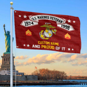 Unique Custom Name, Rank, Year USMC Grommet Flag VPVC107003, Gifts For Marine Veteran, Gifts For Dad, For Husband, Best Gifts On Father’s Day, Independence Day, Veterans Day.