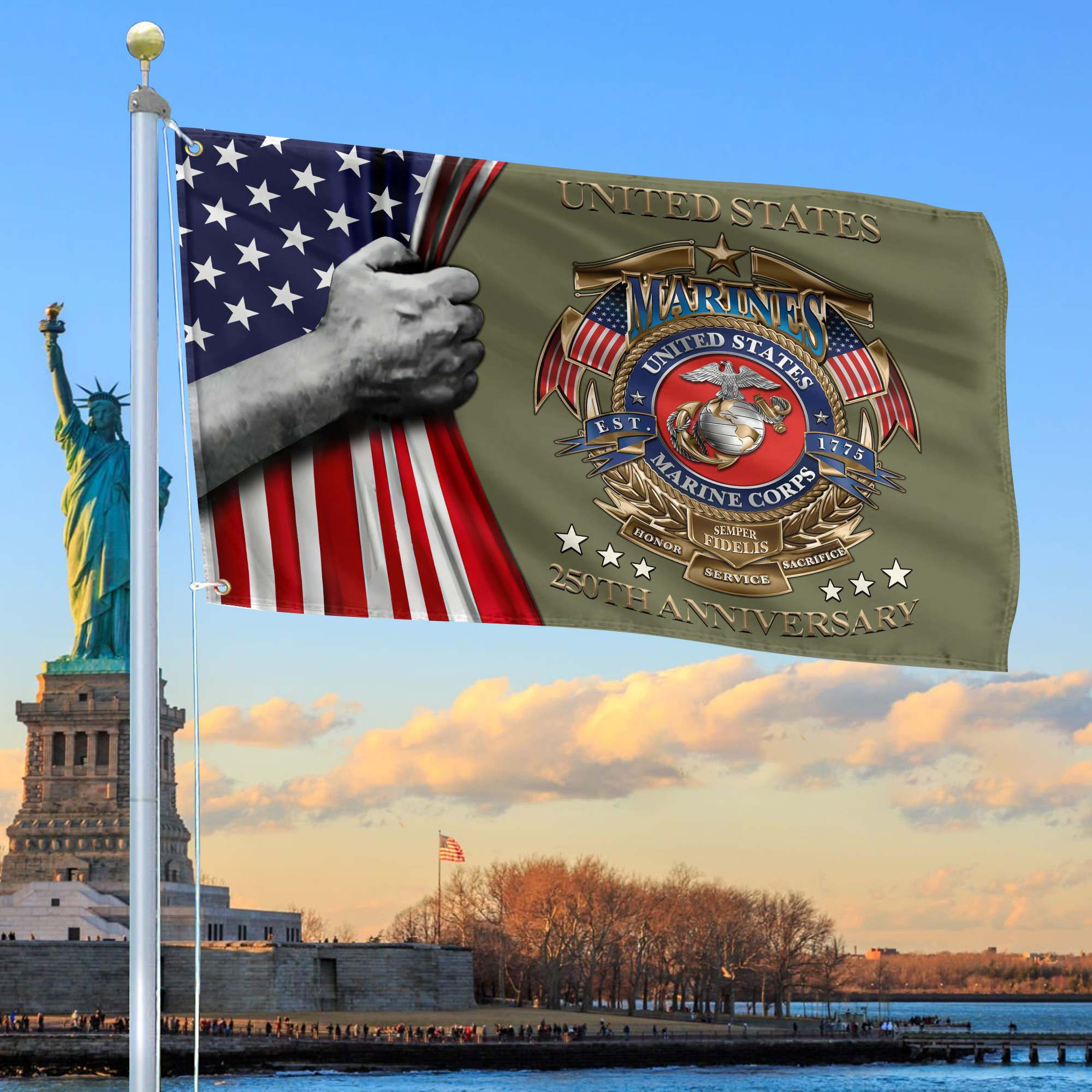Premium USMC Grommet Flag VPVC120037, 250th Anniversary Marine Corps Flag, Gifts For Marine Veteran, Best Gifts On Father’s Day, Veterans Day. Premium USMC Grommet Flag VPVC120037, 250th Anniversary Marine Corps Flag, Gifts For Marine Veteran, Best Gifts On Father’s Day, Veterans Day.
