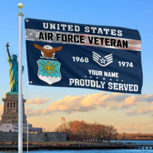 Premium USAF Grommet Flag VPVC105512, Custom Name, Rank, Year, Gifts For Air Force Veteran, Best Gifts On Father’s Day, Armed Forces Day, Independence Day, Veterans Day.
