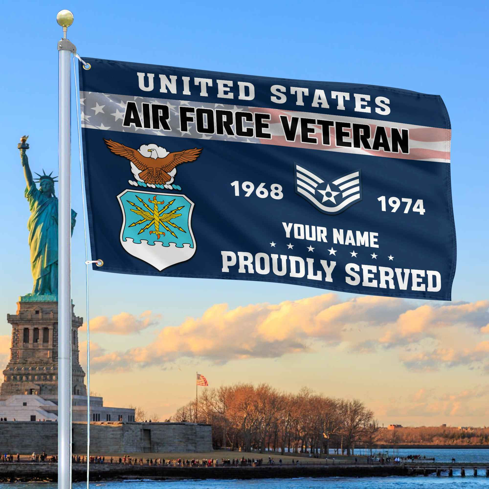 Premium USAF Grommet Flag VPVC105512, Custom Name, Rank, Year, Gifts For Air Force Veteran, Best Gifts On Father’s Day, Armed Forces Day, Independence Day, Veterans Day. Premium USAF Grommet Flag VPVC105512, Custom Name, Rank, Year, Gifts For Air Force Veteran, Best Gifts On Father’s Day, Armed Forces Day, Independence Day, Veterans Day.