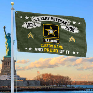 Unique Custom Name, Rank, Year US Army Grommet Flag VPVC107001, Gifts For Army Veteran, Gifts For Dad, For Husband, Best Gifts On Father’s Day, Independence Day, Veterans Day.