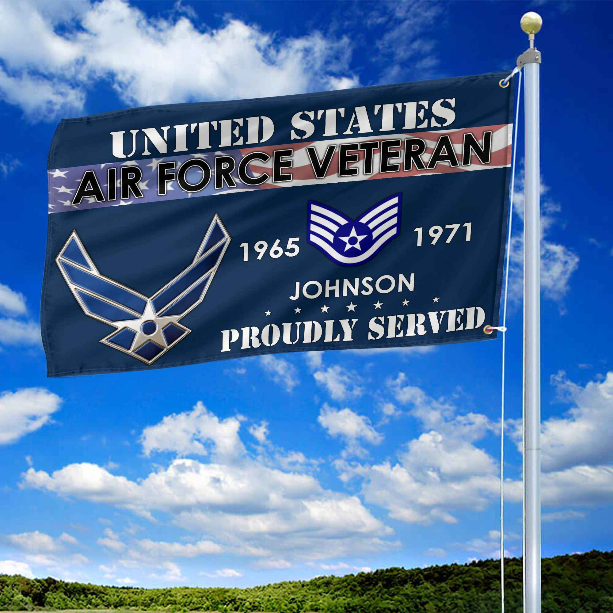 Premium USAF Grommet Flag VPVC109412, Custom Name, Rank, Year, Gifts For Air Force Veteran, Best Gifts On Father’s Day, Armed Forces Day, Independence Day, Veterans Day. Premium USAF Grommet Flag VPVC109412, Custom Name, Rank, Year, Gifts For Air Force Veteran, Best Gifts On Father’s Day, Armed Forces Day, Independence Day, Veterans Day.
