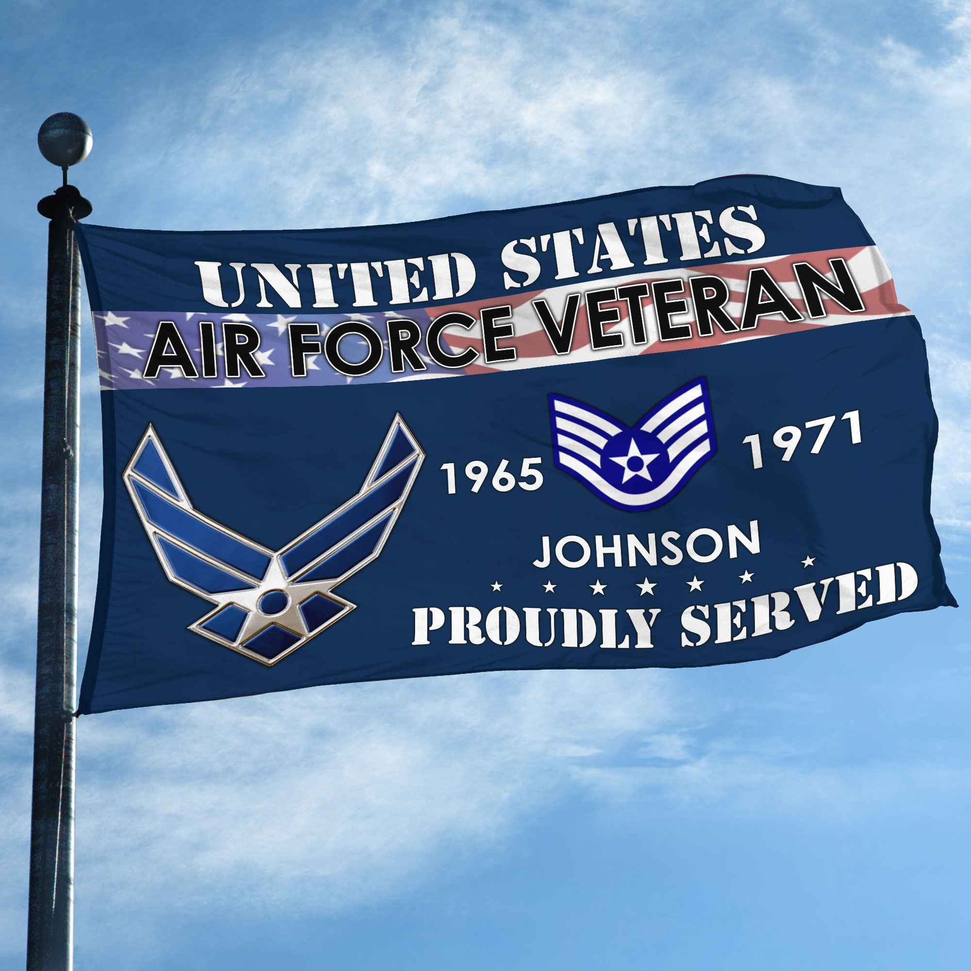 Premium USAF Grommet Flag VPVC109412, Custom Name, Rank, Year, Gifts For Air Force Veteran, Best Gifts On Father’s Day, Armed Forces Day, Independence Day, Veterans Day. Premium USAF Grommet Flag VPVC109412, Custom Name, Rank, Year, Gifts For Air Force Veteran, Best Gifts On Father’s Day, Armed Forces Day, Independence Day, Veterans Day.