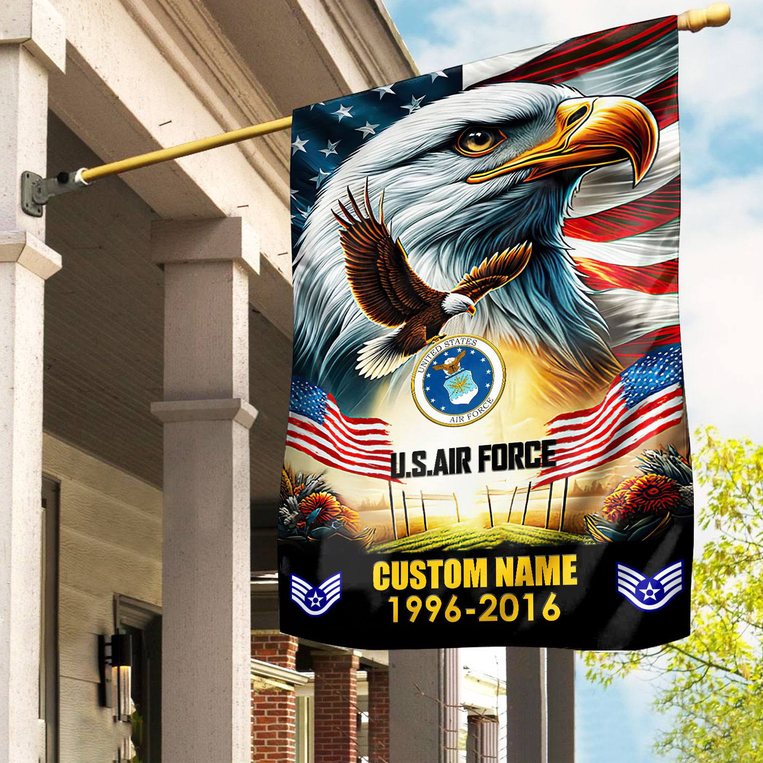 Premium Custom Name, Rank USAF Flag VPVC110204, Gift For Air Force Veteran, American Flag, Patriotic Flag, Garden Flag, House Flag, Best Gifts On Father’s Day, Independence Day, Veterans Day. Premium Custom Name, Rank USAF Flag VPVC110204, Gift For Air Force Veteran, American Flag, Patriotic Flag, Garden Flag, House Flag, Best Gifts On Father’s Day, Independence Day, Veterans Day.