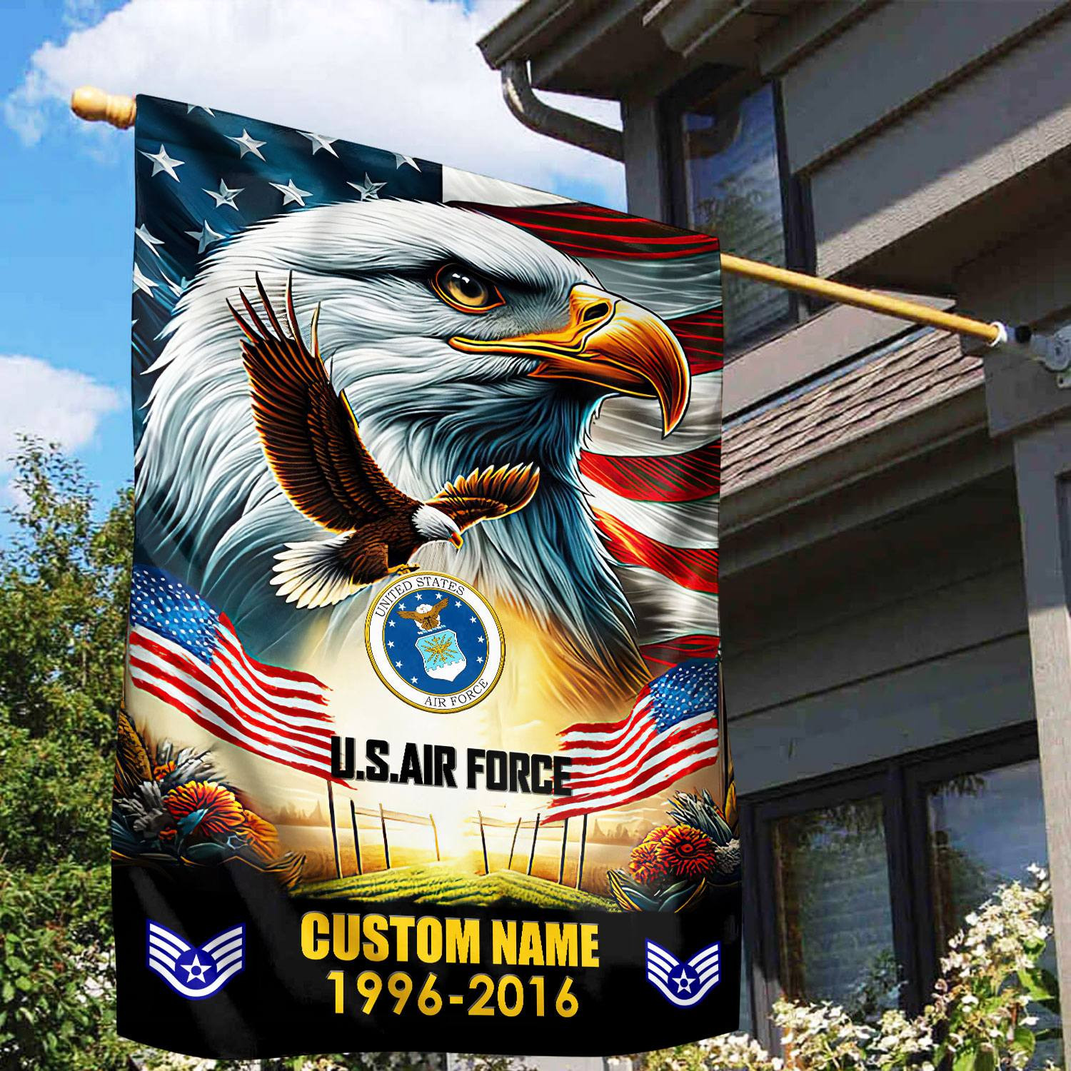Premium Custom Name, Rank USAF Flag VPVC110204, Gift For Air Force Veteran, American Flag, Patriotic Flag, Garden Flag, House Flag, Best Gifts On Father’s Day, Independence Day, Veterans Day. Premium Custom Name, Rank USAF Flag VPVC110204, Gift For Air Force Veteran, American Flag, Patriotic Flag, Garden Flag, House Flag, Best Gifts On Father’s Day, Independence Day, Veterans Day.