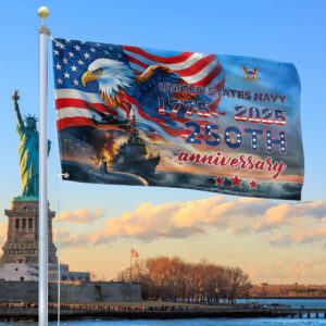 Premium US Navy Grommet Flag VPVC120029, 250th Anniversary Navy Flag, Gifts For Navy Veteran, Best Gifts On Father’s Day, Veterans Day.