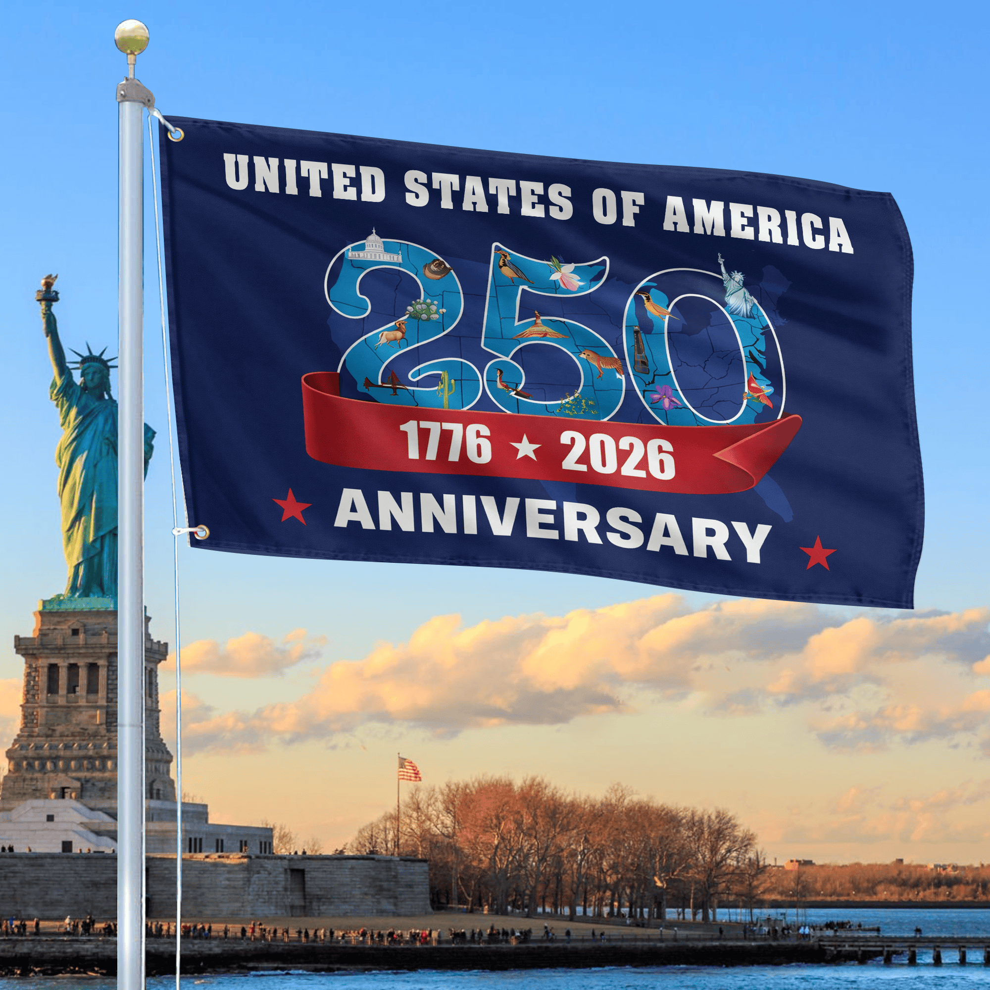Premium America 250th Anniversary Grommet Flag VPVC120173, America 250th Flag, America 250th Birthday, Best Gifts On Independence Day, Veterans Day. Premium America 250th Anniversary Grommet Flag VPVC120173, America 250th Flag, America 250th Birthday, Best Gifts On Independence Day, Veterans Day.