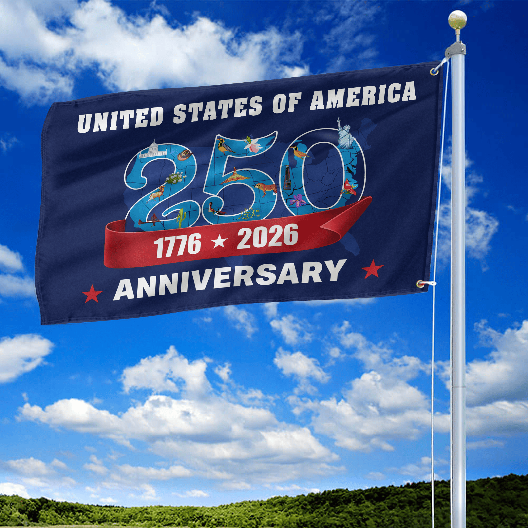 Premium America 250th Anniversary Grommet Flag VPVC120173, America 250th Flag, America 250th Birthday, Best Gifts On Independence Day, Veterans Day. Premium America 250th Anniversary Grommet Flag VPVC120173, America 250th Flag, America 250th Birthday, Best Gifts On Independence Day, Veterans Day.