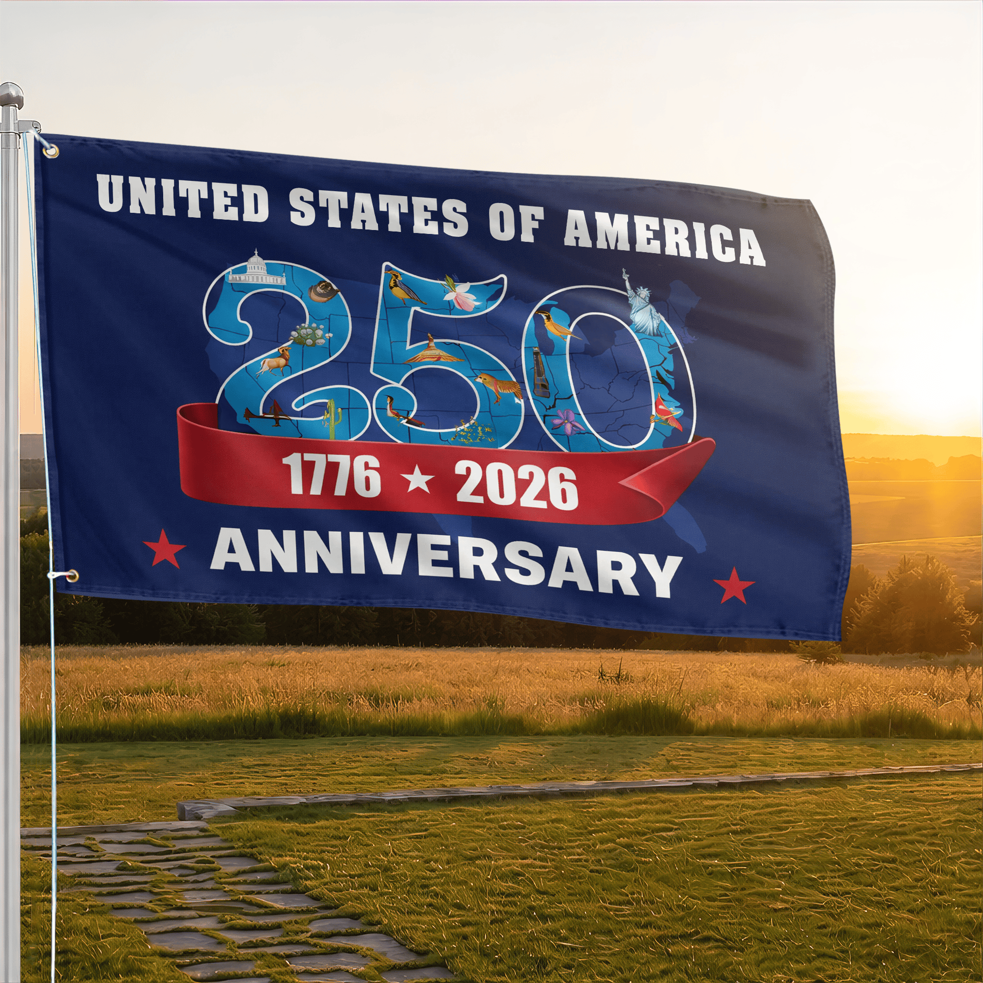 Premium America 250th Anniversary Grommet Flag VPVC120173, America 250th Flag, America 250th Birthday, Best Gifts On Independence Day, Veterans Day. Premium America 250th Anniversary Grommet Flag VPVC120173, America 250th Flag, America 250th Birthday, Best Gifts On Independence Day, Veterans Day.