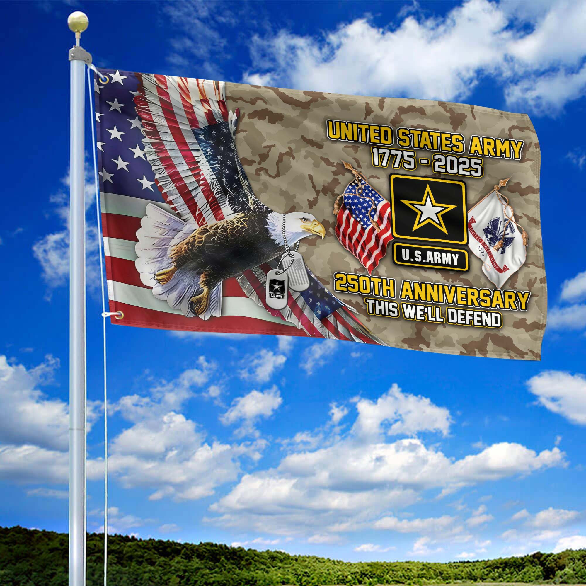 Premium 250th Anniversary Of The Army Grommet Flag VPVC120013, Gifts For Army Veteran, Best Gifts On Father’s Day, Veterans Day. Premium 250th Anniversary Of The Army Grommet Flag VPVC120013, Gifts For Army Veteran, Best Gifts On Father’s Day, Veterans Day.