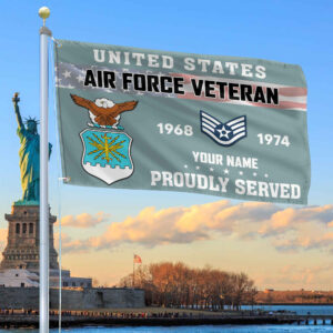 Premium USAF Grommet Flag VPVC105504, Custom Name, Rank, Year, Gifts For Air Force Veteran, Best Gifts On Father’s Day, Armed Forces Day, Independence Day, Veterans Day.