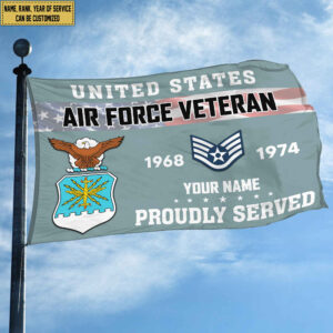 Premium USAF Grommet Flag VPVC105504, Custom Name, Rank, Year, Gifts For Air Force Veteran, Best Gifts On Father's Day, Armed Forces Day, Independence Day, Veterans Day. 2 1741934927289.jpg