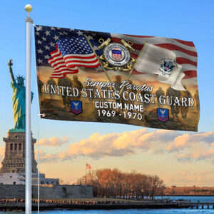 Unique Custom Name, Rank, Year, USCG Grommet Flag VPVC109105, Gifts For Coast Guard Veteran, Gifts For Dad, For Husband, Best Gifts On Father’s Day, Independence Day, Veterans Day.