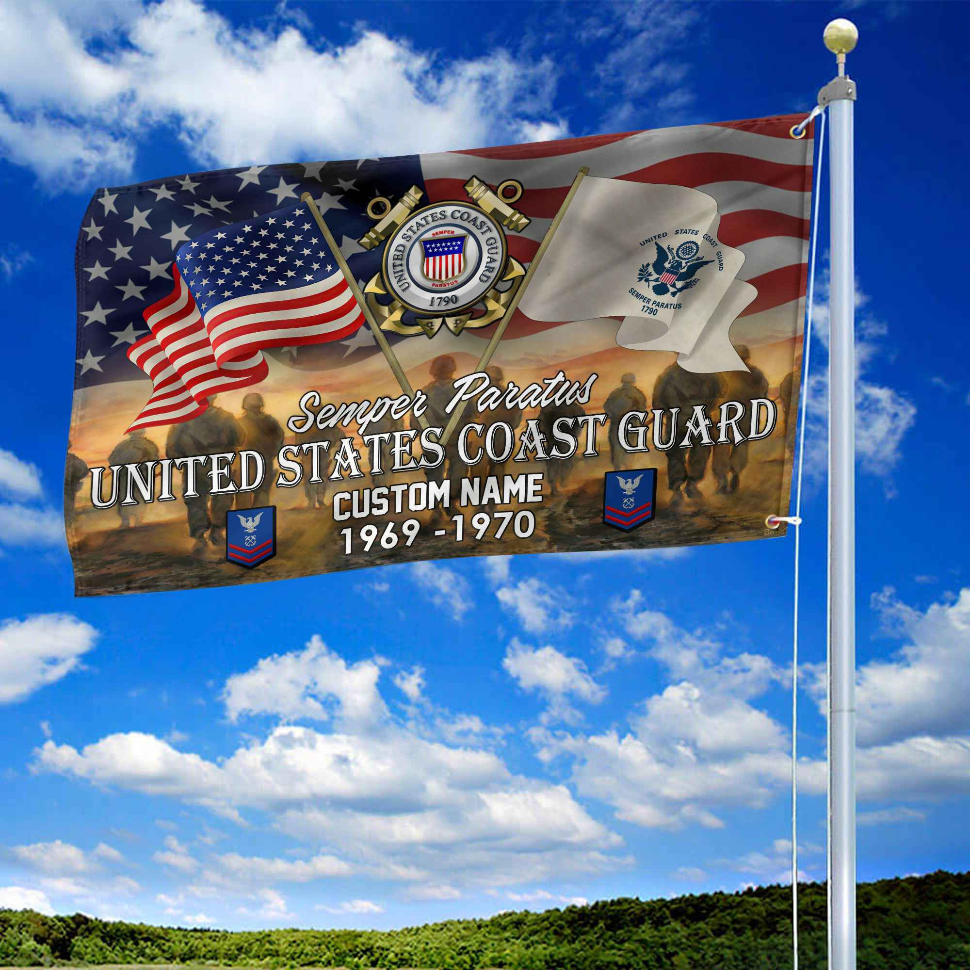 Unique Custom Name, Rank, Year, USCG Grommet Flag VPVC109105, Gifts For Coast Guard Veteran, Gifts For Dad, For Husband, Best Gifts On Father’s Day, Independence Day, Veterans Day. Unique Custom Name, Rank, Year, USCG Grommet Flag VPVC109105, Gifts For Coast Guard Veteran, Gifts For Dad, For Husband, Best Gifts On Father’s Day, Independence Day, Veterans Day.