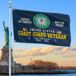 Unique Custom Name, Rank, Year, USCG Grommet Flag VPVC106705, Gift For Coast Guard Veteran, Gifts For Dad, For Husband, Best Gifts On Father’s Day, Independence Day, Veterans Day.