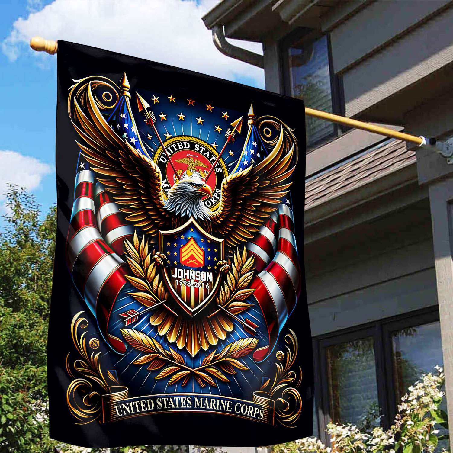 USMC Flag VPVC110403, Custom Name, Rank, Year, Gift For Marine Veteran, American Flag, Patriotic Flag, Garden Flag, House Flag, Best Gifts On Father’s Day, Independence Day, Veterans Day. USMC Flag VPVC110403, Custom Name, Rank, Year, Gift For Marine Veteran, American Flag, Patriotic Flag, Garden Flag, House Flag, Best Gifts On Father’s Day, Independence Day, Veterans Day.
