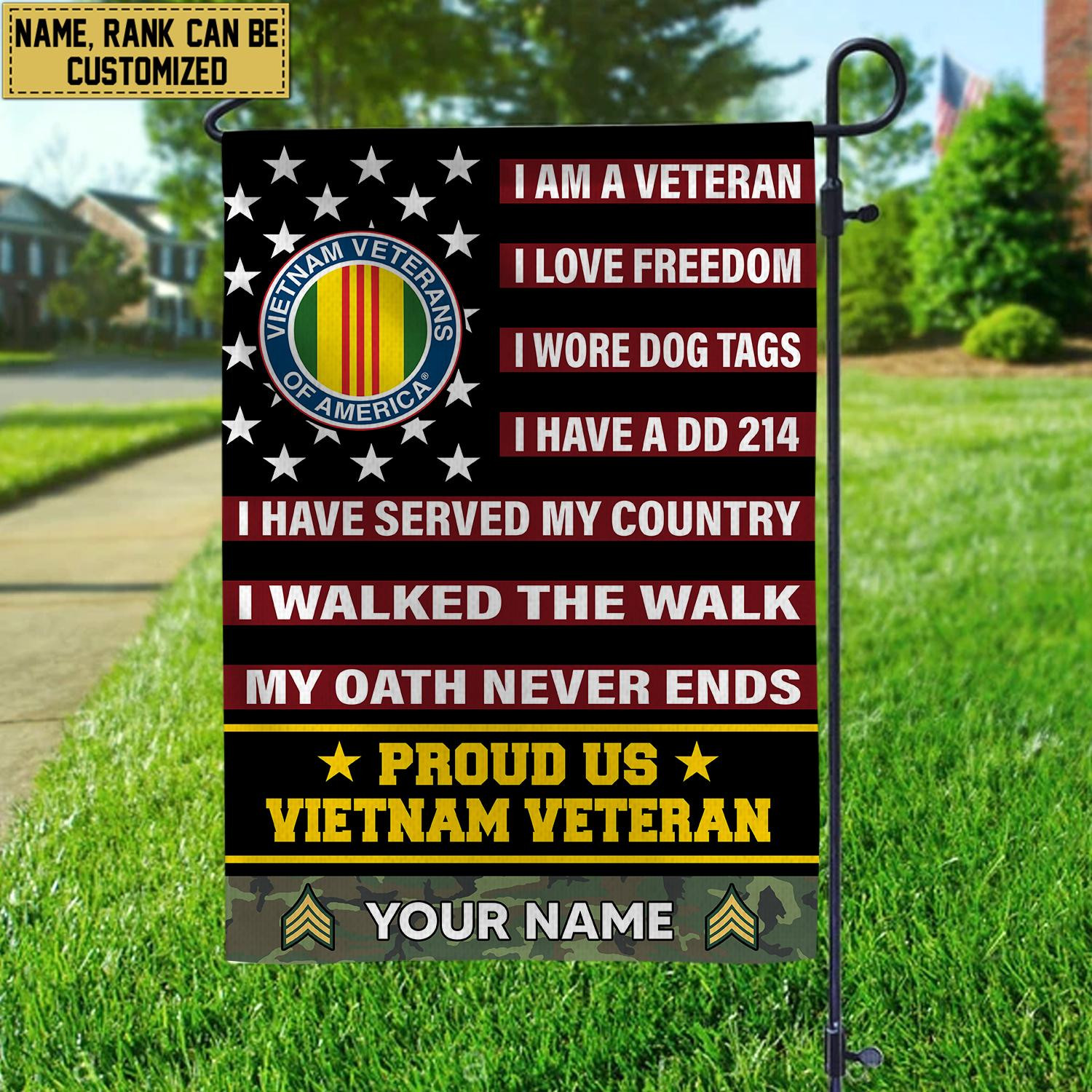 Vietnam Veteran Flag VPVC112006, Custom Name, Rank, Gift For Vietnam Veteran, American Flag, Patriotic Flag, Garden Flag, House Flag Vietnam Veteran Flag VPVC112006, Custom Name, Rank, Gift For Vietnam Veteran, American Flag, Patriotic Flag, Garden Flag, House Flag