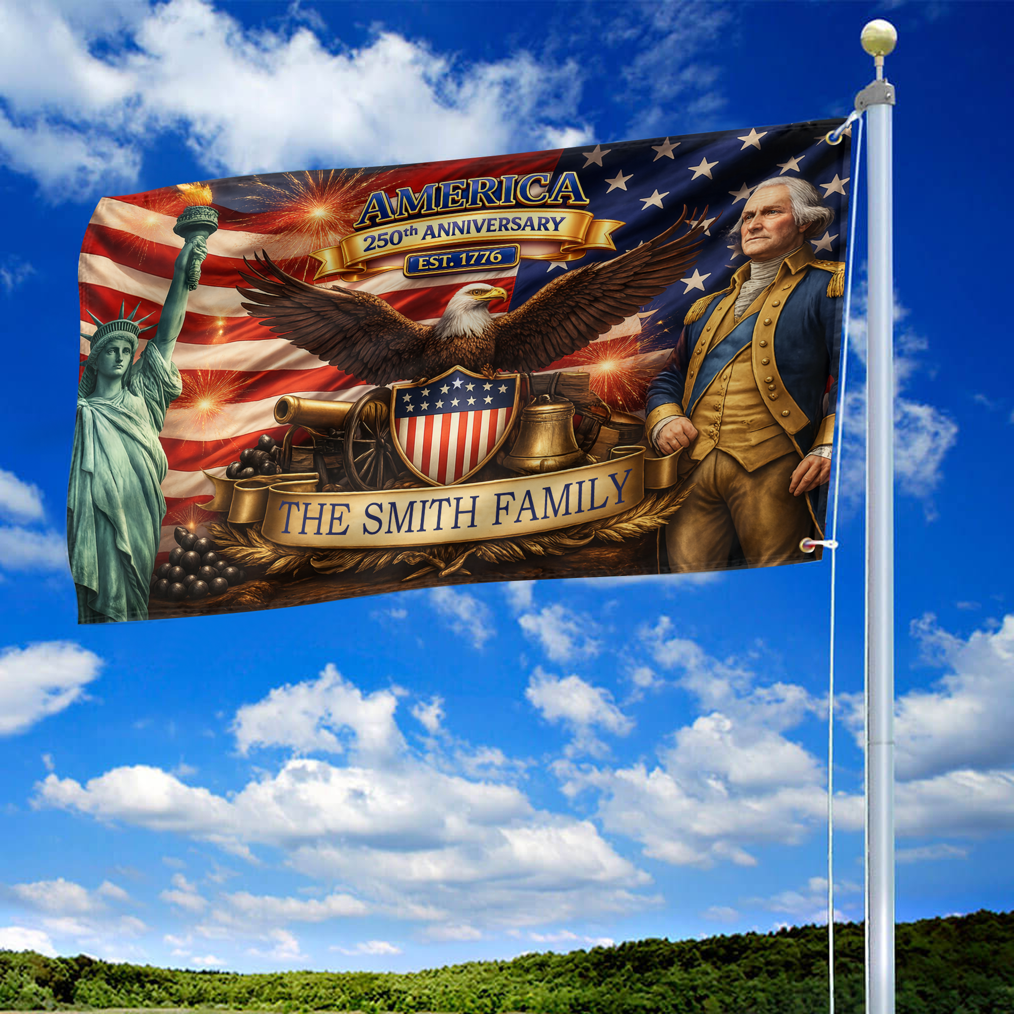 Premium Custom America 250th Anniversary Grommet Flag VPVC120155, America 250th Flag, America 250th Birthday, Best Gifts On Independence Day, Veterans Day. Premium Custom America 250th Anniversary Grommet Flag VPVC120155, America 250th Flag, America 250th Birthday, Best Gifts On Independence Day, Veterans Day.