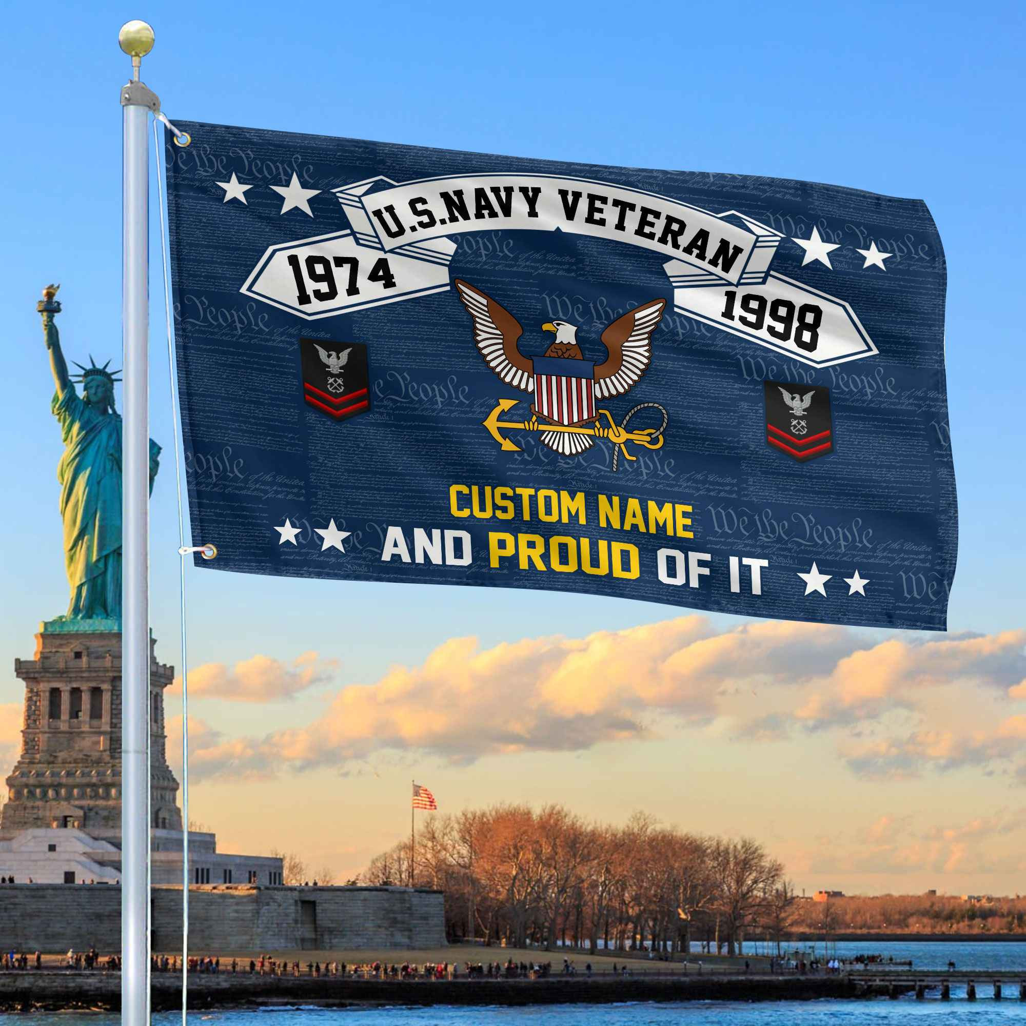 Unique Custom Name, Rank, Year US Navy Grommet Flag VPVC107002, Gifts For Navy Veteran, Gifts For Dad, For Husband, Best Gifts On Father’s Day, Independence Day, Veterans Day. Unique Custom Name, Rank, Year US Navy Grommet Flag VPVC107002, Gifts For Navy Veteran, Gifts For Dad, For Husband, Best Gifts On Father’s Day, Independence Day, Veterans Day.