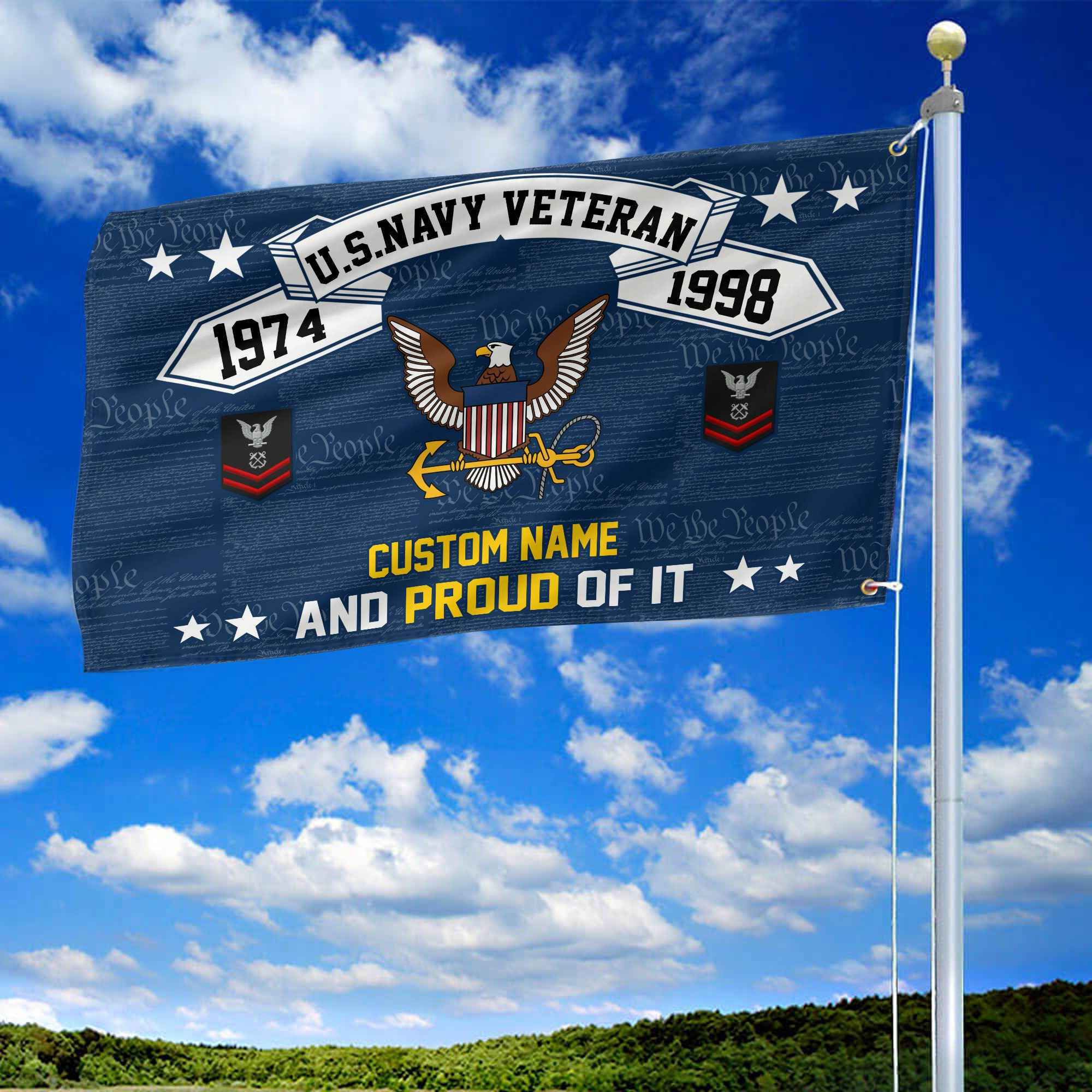 Unique Custom Name, Rank, Year US Navy Grommet Flag VPVC107002, Gifts For Navy Veteran, Gifts For Dad, For Husband, Best Gifts On Father’s Day, Independence Day, Veterans Day. Unique Custom Name, Rank, Year US Navy Grommet Flag VPVC107002, Gifts For Navy Veteran, Gifts For Dad, For Husband, Best Gifts On Father’s Day, Independence Day, Veterans Day.