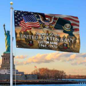 Unique Custom Name, Rank, Year, US Navy Grommet Flag VPVC109102, Gifts For Navy Veteran, Gifts For Dad, For Husband, Best Gifts On Father’s Day, Independence Day, Veterans Day.