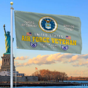 Unique Custom Name, Rank, Year, USAF Grommet Flag VPVC106704, Gift For Air Force Veteran, Gifts For Dad, For Husband, Best Gifts On Father’s Day, Independence Day, Veterans Day.