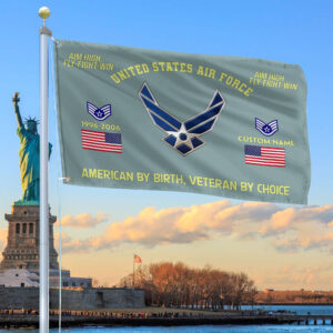 Premium Custom Name, Rank, Year, USAF Grommet Flag VPVC108104, Gift For Air Force Veteran, Gifts For Dad, For Husband, Best Gifts On Father’s Day, Independence Day, Veterans Day.