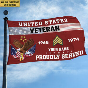 Premium US Veteran Grommet Flag VPVC105507, Custom Name, Rank, Year, Gifts For US Veteran, Best Gifts On Father’s Day, Armed Forces Day, Independence Day, Veterans Day.