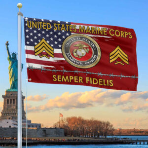 Unique Custom Name, Rank USMC Grommet Flag VPVC109603, Gifts For Marine Veteran, Gifts For Dad, For Husband, Best Gifts On Father’s Day, Independence Day, Veterans Day.