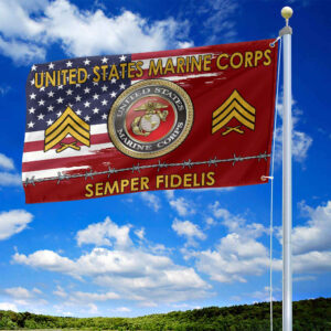 Unique Custom Name, Rank USMC Grommet Flag VPVC109603, Gifts For Marine Veteran, Gifts For Dad, For Husband, Best Gifts On Father's Day, Independence Day, Veterans Day. 1 1741871685464.jpg