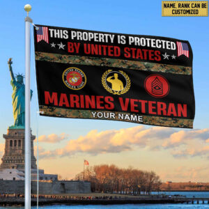 USMC Veteran Personalized American Flag, Gift For Marine Veteran, US Veteran Grommet Flag, Garden Flag, House Flag VPVC103603