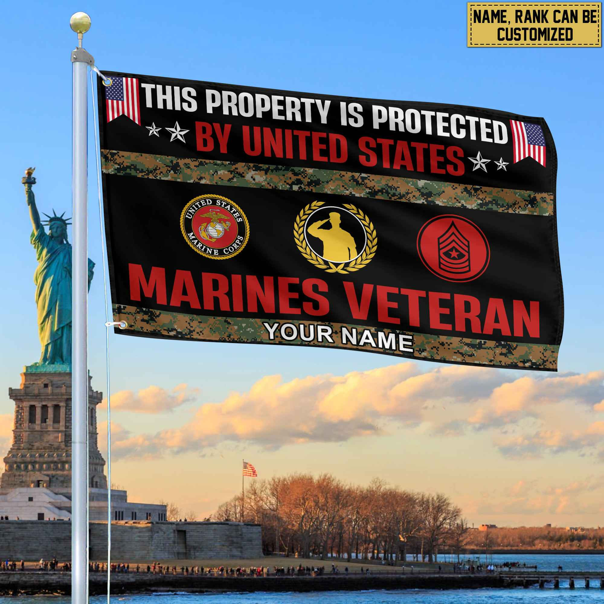 USMC Veteran Personalized American Flag, Gift For Marine Veteran, US Veteran Grommet Flag, Garden Flag, House Flag VPVC103603 USMC Veteran Personalized American Flag, Gift For Marine Veteran, US Veteran Grommet Flag, Garden Flag, House Flag VPVC103603