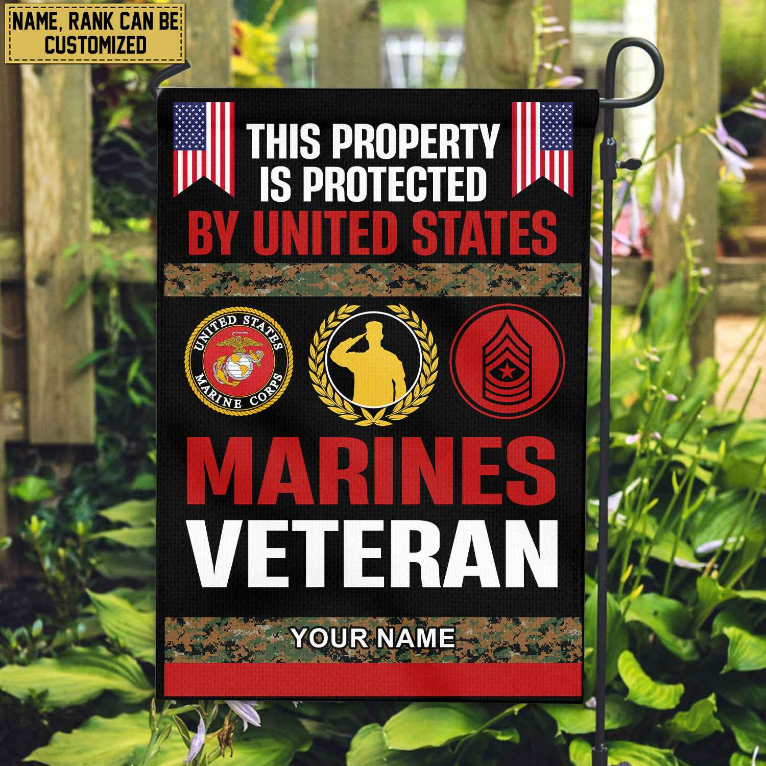 USMC Veteran Personalized American Flag, Gift For Marine Veteran, US Veteran Grommet Flag, Garden Flag, House Flag VPVC103603 USMC Veteran Personalized American Flag, Gift For Marine Veteran, US Veteran Grommet Flag, Garden Flag, House Flag VPVC103603