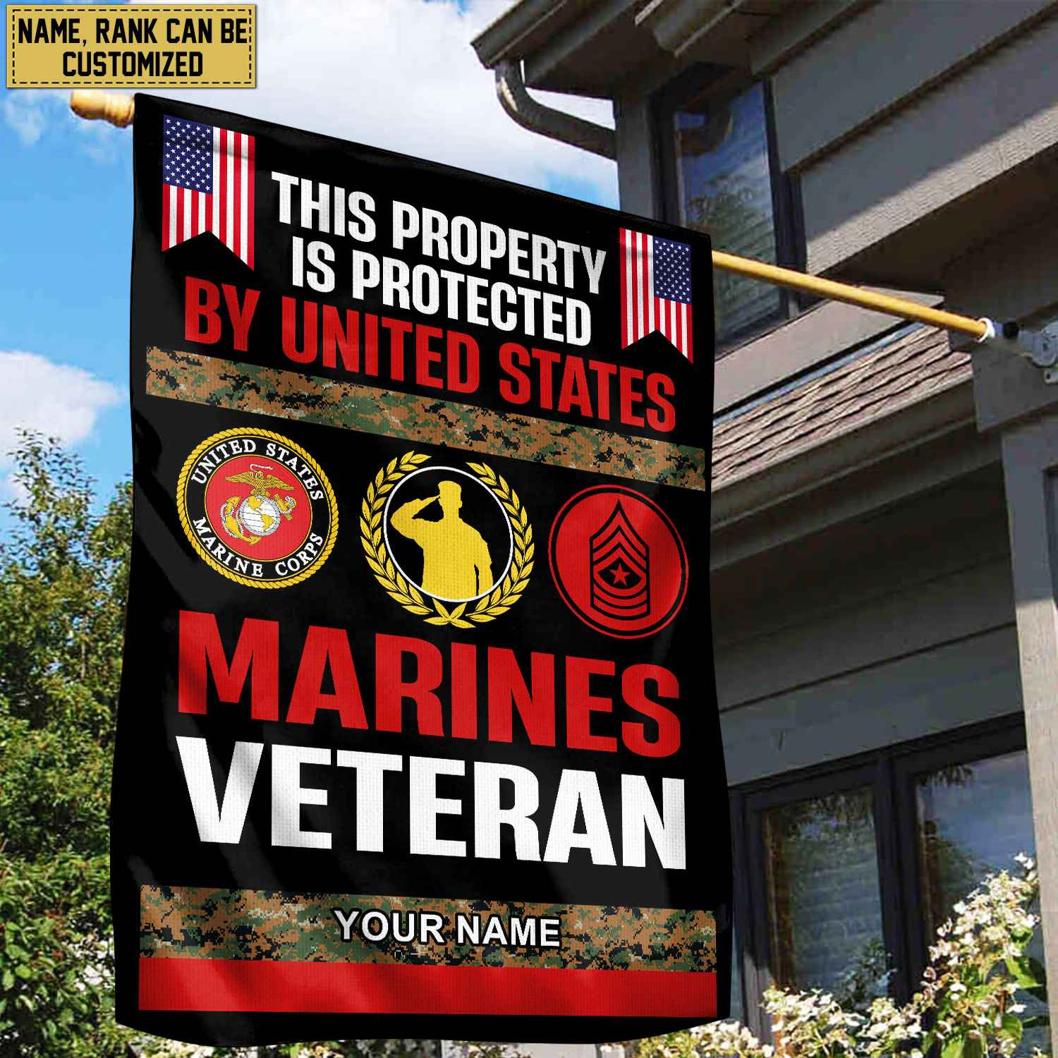 USMC Veteran Personalized American Flag, Gift For Marine Veteran, US Veteran Grommet Flag, Garden Flag, House Flag VPVC103603 USMC Veteran Personalized American Flag, Gift For Marine Veteran, US Veteran Grommet Flag, Garden Flag, House Flag VPVC103603