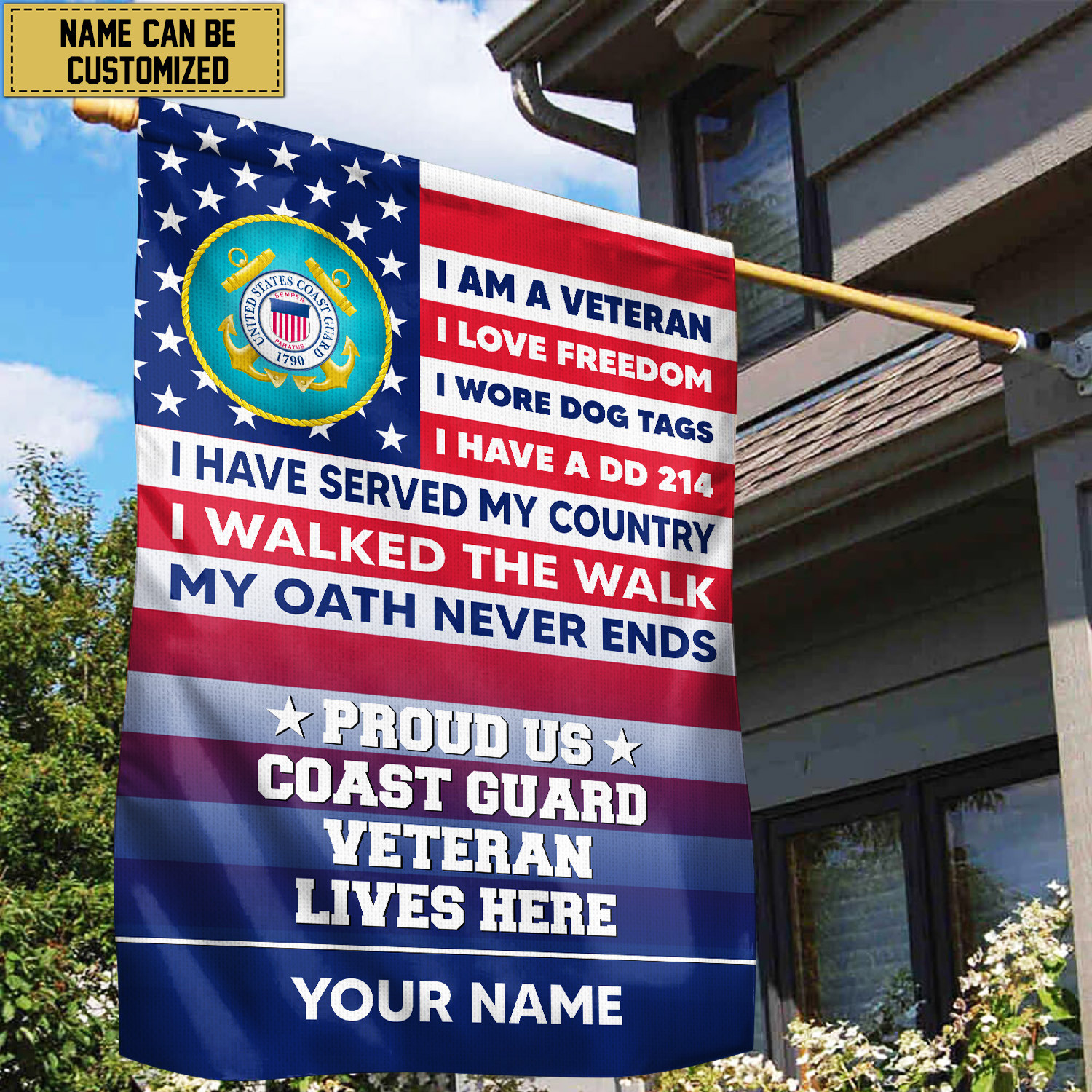 USCG Personalized American Flag, Gift For US Military Veteran, US Coast Guard Veteran Grommet Flag, Garden Flag, House Flag VPVC102905 USCG Personalized American Flag, Gift For US Military Veteran, US Coast Guard Veteran Grommet Flag, Garden Flag, House Flag VPVC102905