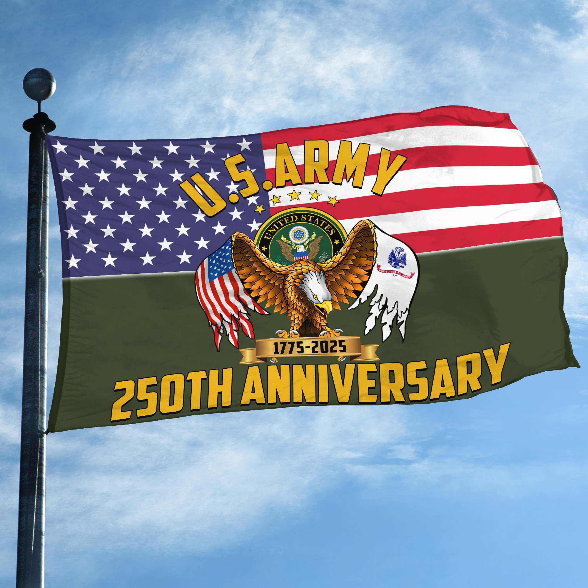 Premium 250th Anniversary Of The Army Grommet Flag VPVC120023, Gifts For Army Veteran, Best Gifts On Father’s Day, Veterans Day. Premium 250th Anniversary Of The Army Grommet Flag VPVC120023, Gifts For Army Veteran, Best Gifts On Father’s Day, Veterans Day.