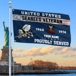 Premium US Seabees Grommet Flag VPVC105509, Custom Name, Rank, Year, Gifts For Seabees Veteran, Best Gifts On Father’s Day, Armed Forces Day, Independence Day, Veterans Day.