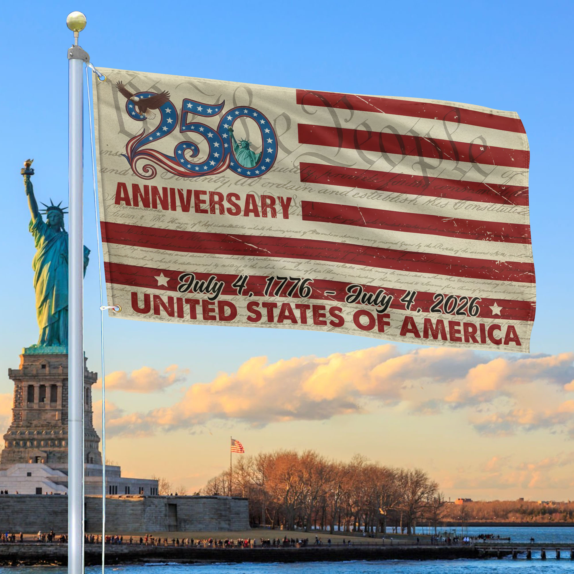 Premium America 250th Anniversary Grommet Flag VPVC120069, America 250th Flag, America 250th Birthday, Best Gifts On Independence Day, Veterans Day. Premium America 250th Anniversary Grommet Flag VPVC120069, America 250th Flag, America 250th Birthday, Best Gifts On Independence Day, Veterans Day.