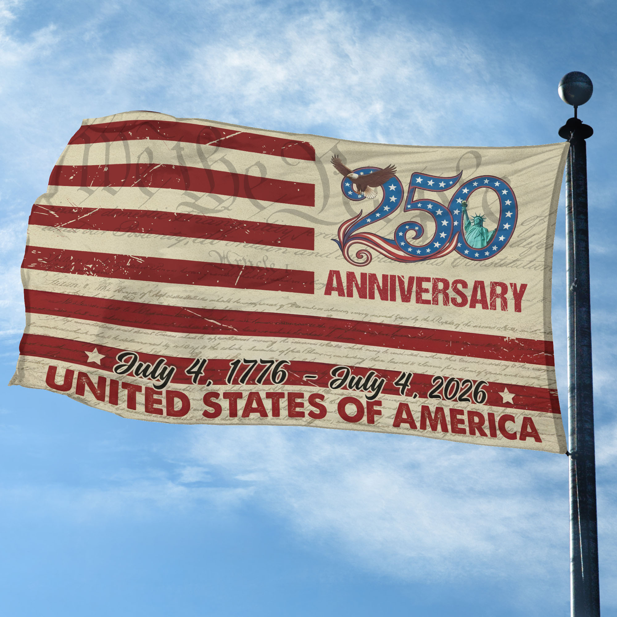 Premium America 250th Anniversary Grommet Flag VPVC120069, America 250th Flag, America 250th Birthday, Best Gifts On Independence Day, Veterans Day. Premium America 250th Anniversary Grommet Flag VPVC120069, America 250th Flag, America 250th Birthday, Best Gifts On Independence Day, Veterans Day.