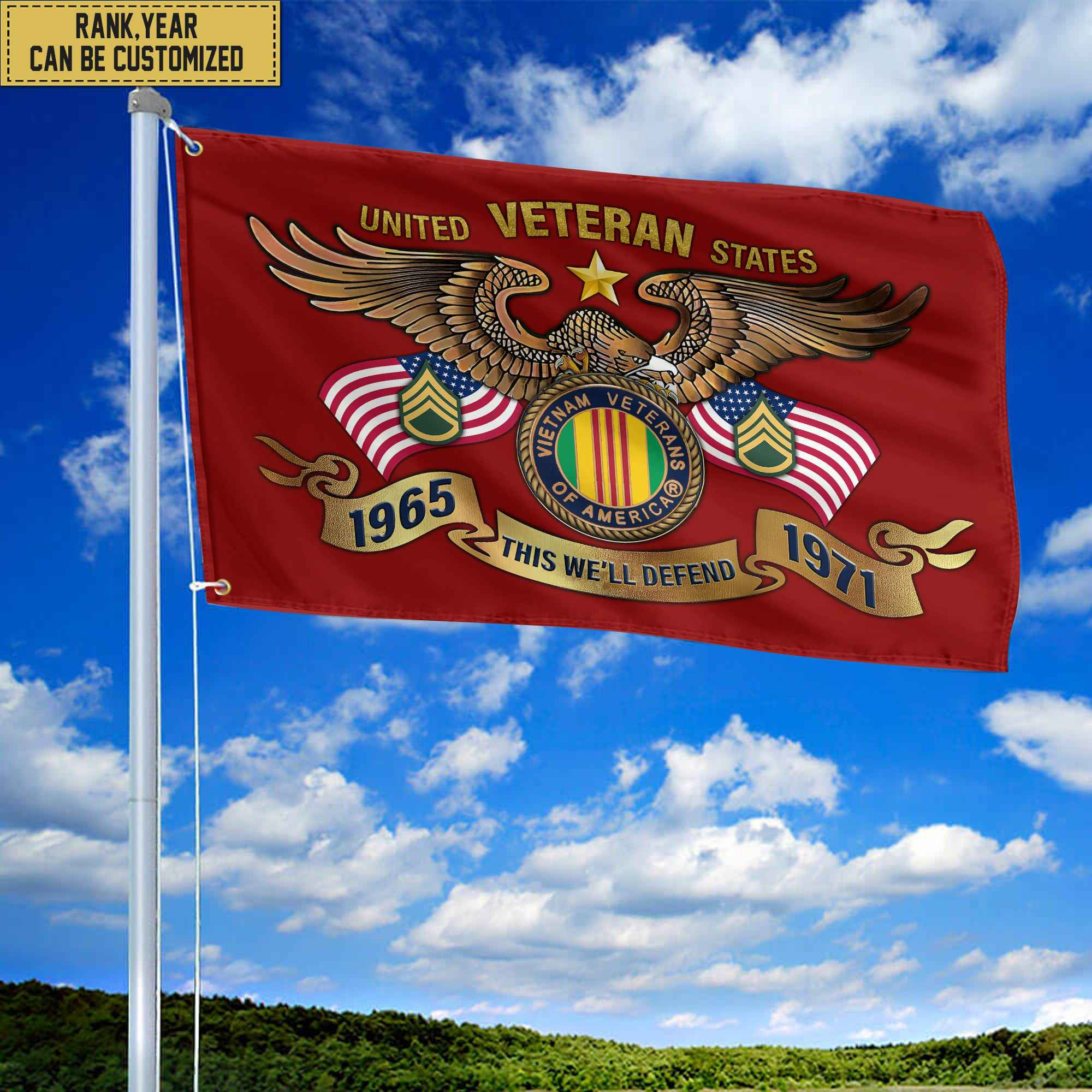 Premium Personalized Vietnam Veteran Grommet Flag, Gift For Vietnam Veteran, Gift For Veterans Day, Memorial Day, Father’s Day VPVC104506 Premium Personalized Vietnam Veteran Grommet Flag, Gift For Vietnam Veteran, Gift For Veterans Day, Memorial Day, Father’s Day VPVC104506
