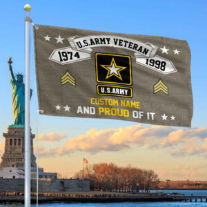 Unique Custom Name, Rank, Year US Army Grommet Flag VPVC107010, Gifts For Army Veteran, Gifts For Dad, For Husband, Best Gifts On Father’s Day, Independence Day, Veterans Day.