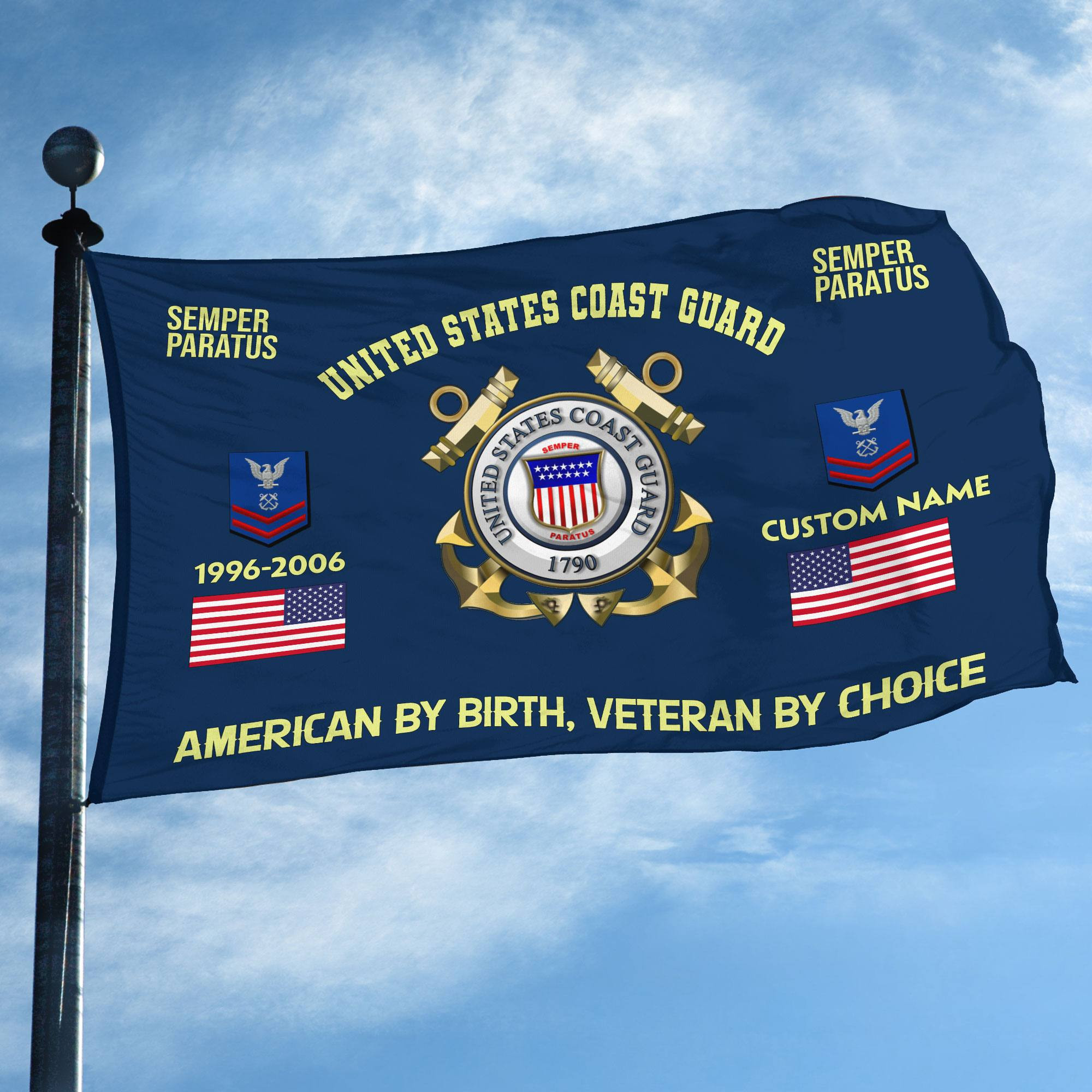 Premium Custom Name, Rank, Year, USCG Grommet Flag VPVC108105, Gift For Coast Guard Veteran, Gifts For Dad, For Husband, Best Gifts On Father’s Day, Independence Day, Veterans Day. Premium Custom Name, Rank, Year, USCG Grommet Flag VPVC108105, Gift For Coast Guard Veteran, Gifts For Dad, For Husband, Best Gifts On Father’s Day, Independence Day, Veterans Day.