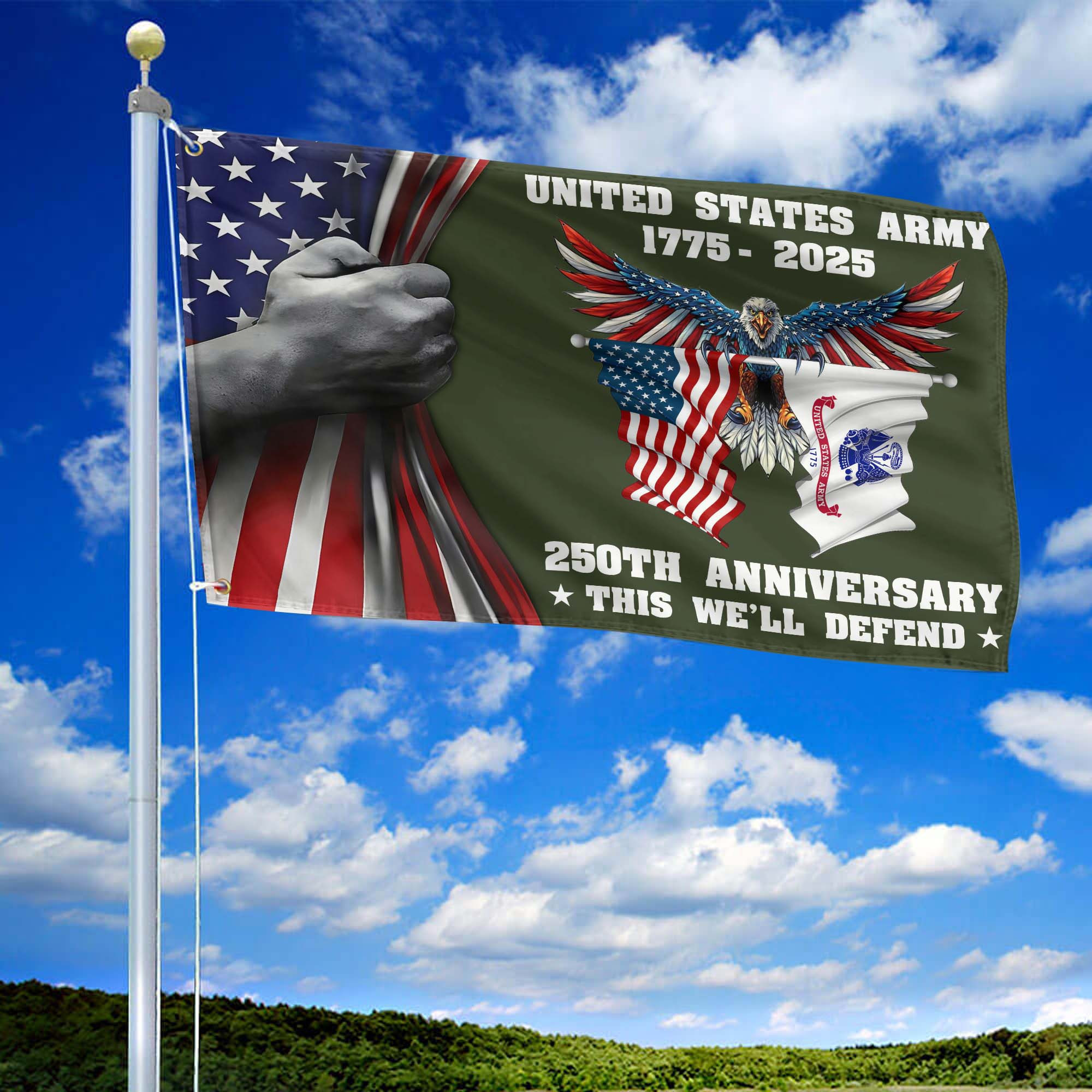 Premium 250th Anniversary Of The Army Grommet Flag VPVC120008, Gifts For Army Veteran, Best Gifts On Father’s Day, Veterans Day. Premium 250th Anniversary Of The Army Grommet Flag VPVC120008, Gifts For Army Veteran, Best Gifts On Father’s Day, Veterans Day.