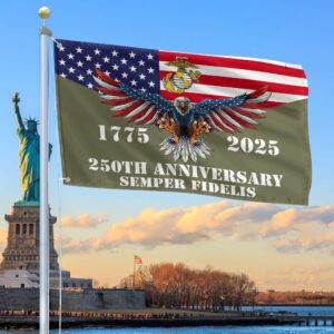 Premium USMC Grommet Flag VPVC120005, 250th Anniversary Marine Corps Flag, Gifts For Marine Veteran, Best Gifts On Father’s Day, Veterans Day.