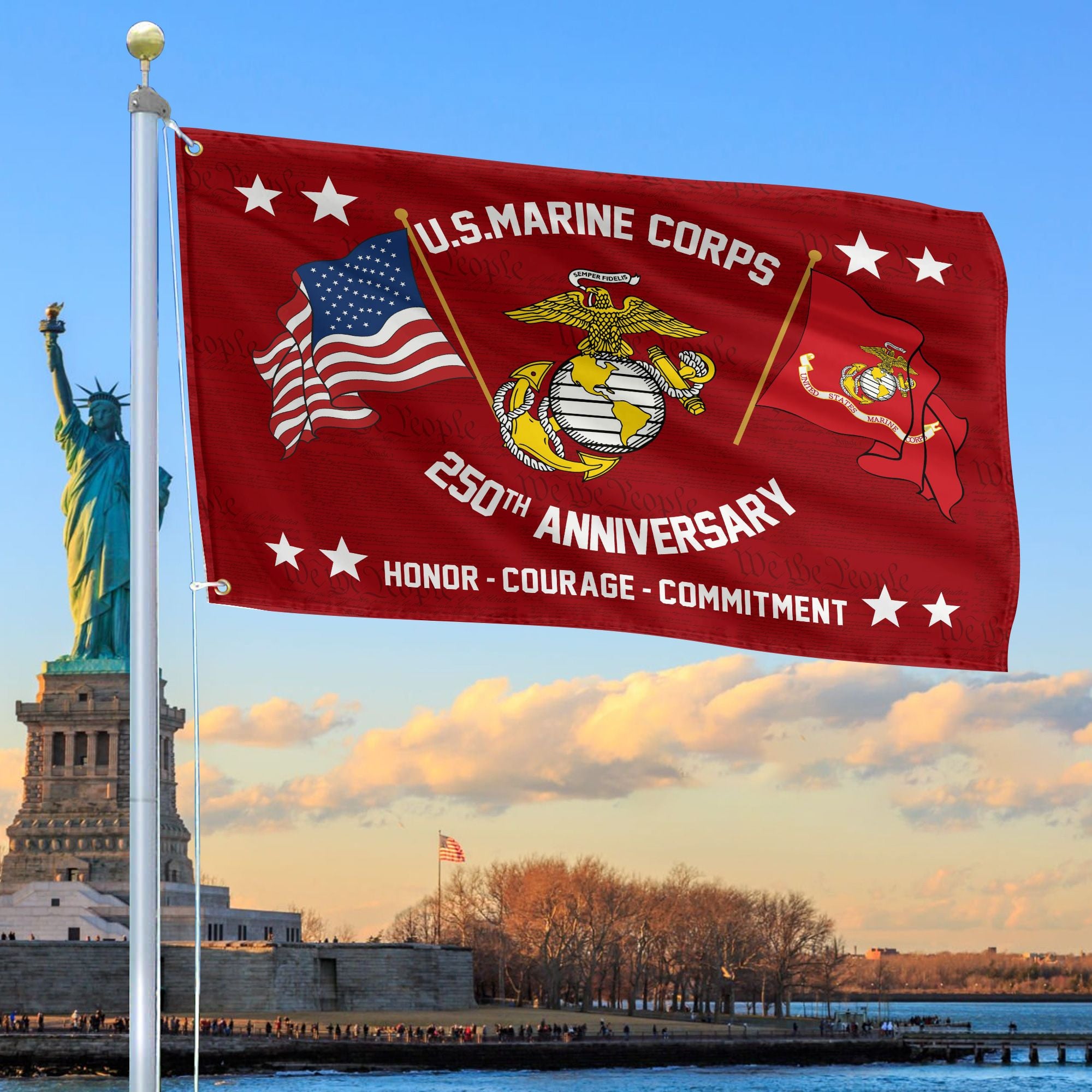 Premium USMC Grommet Flag VPVC120051, 250th Anniversary Marine Corps Flag, Gifts For Marine Veteran, Best Gifts On Father’s Day, Veterans Day. Premium USMC Grommet Flag VPVC120051, 250th Anniversary Marine Corps Flag, Gifts For Marine Veteran, Best Gifts On Father’s Day, Veterans Day.