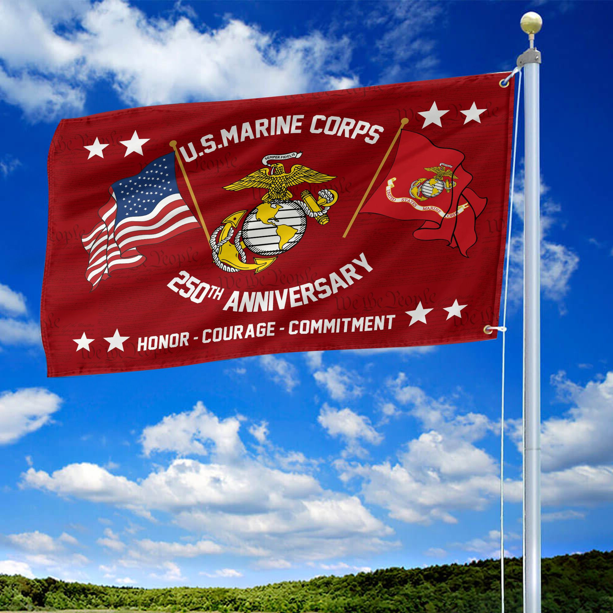 Premium USMC Grommet Flag VPVC120051, 250th Anniversary Marine Corps Flag, Gifts For Marine Veteran, Best Gifts On Father’s Day, Veterans Day. Premium USMC Grommet Flag VPVC120051, 250th Anniversary Marine Corps Flag, Gifts For Marine Veteran, Best Gifts On Father’s Day, Veterans Day.