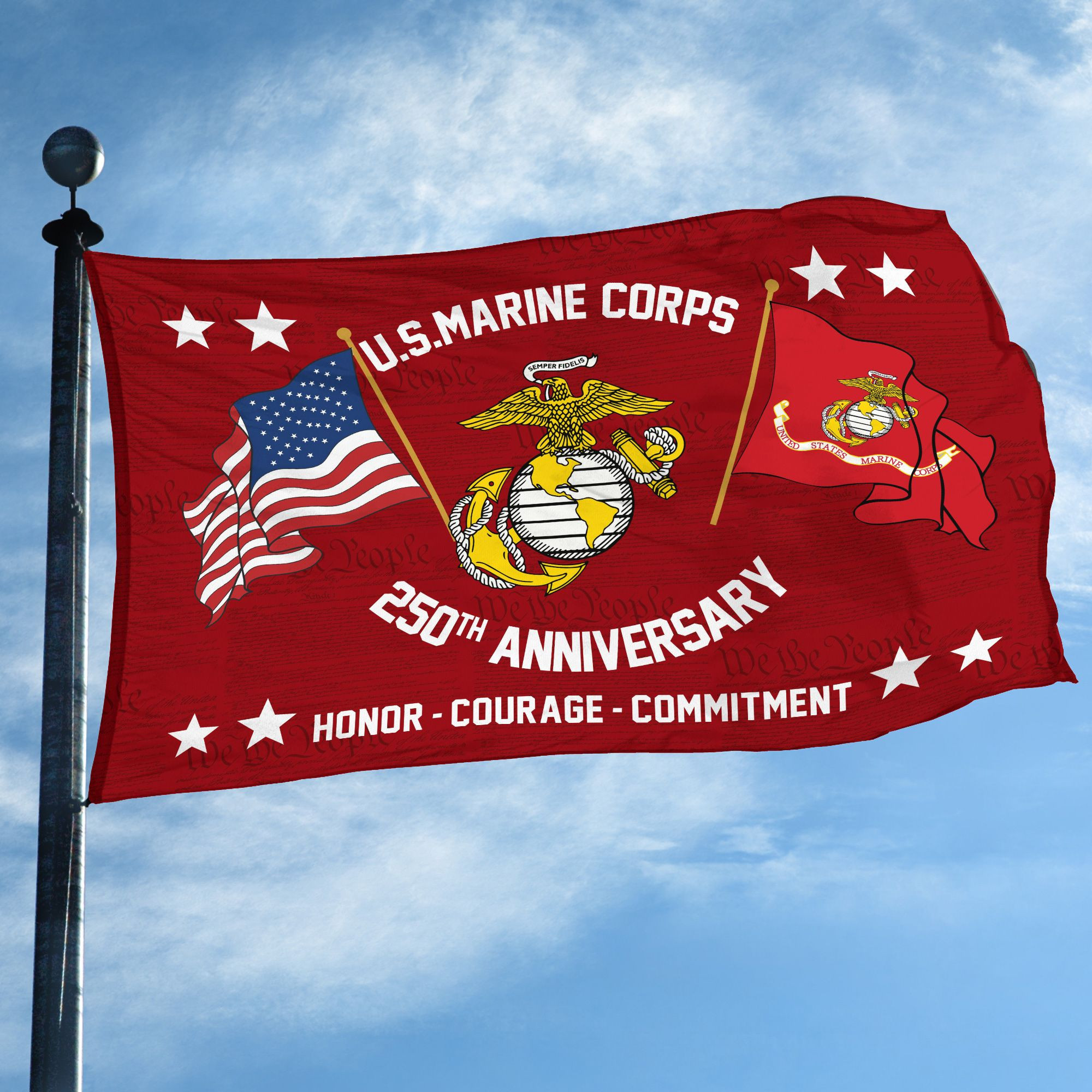 Premium USMC Grommet Flag VPVC120051, 250th Anniversary Marine Corps Flag, Gifts For Marine Veteran, Best Gifts On Father’s Day, Veterans Day. Premium USMC Grommet Flag VPVC120051, 250th Anniversary Marine Corps Flag, Gifts For Marine Veteran, Best Gifts On Father’s Day, Veterans Day.