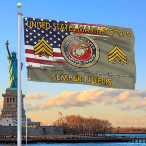 Unique Custom Name, Rank USMC Grommet Flag VPVC109611, Gifts For Marine Veteran, Gifts For Dad, For Husband, Best Gifts On Father’s Day, Independence Day, Veterans Day.