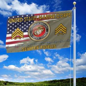Unique Custom Name, Rank USMC Grommet Flag VPVC109611, Gifts For Marine Veteran, Gifts For Dad, For Husband, Best Gifts On Father's Day, Independence Day, Veterans Day. 1 1741871690921.jpg