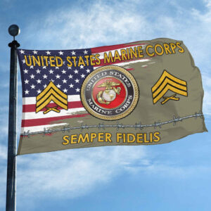 Unique Custom Name, Rank USMC Grommet Flag VPVC109611, Gifts For Marine Veteran, Gifts For Dad, For Husband, Best Gifts On Father's Day, Independence Day, Veterans Day. 2 1741871690931.jpg